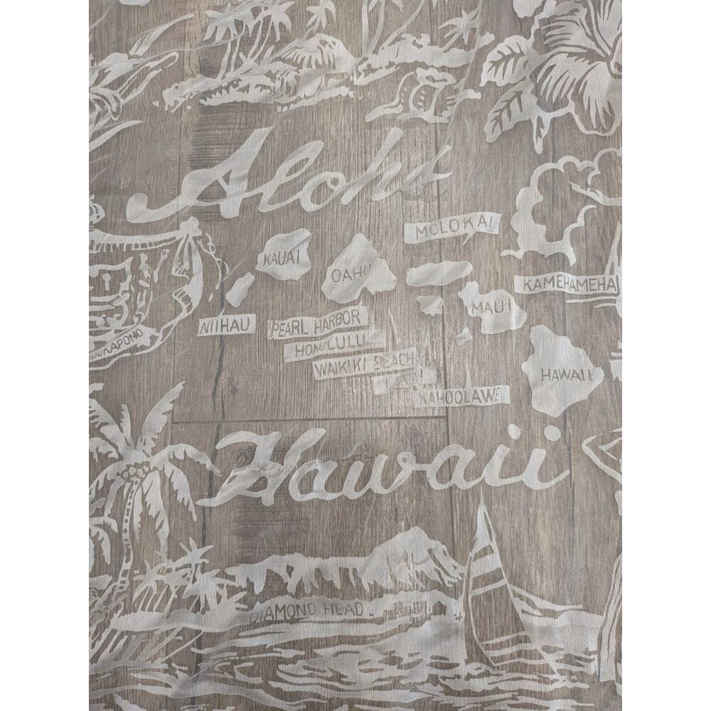 Vintage Hawaii Map Souvenir Scarf White Burnout Devore Aloha Diamond Head 27"